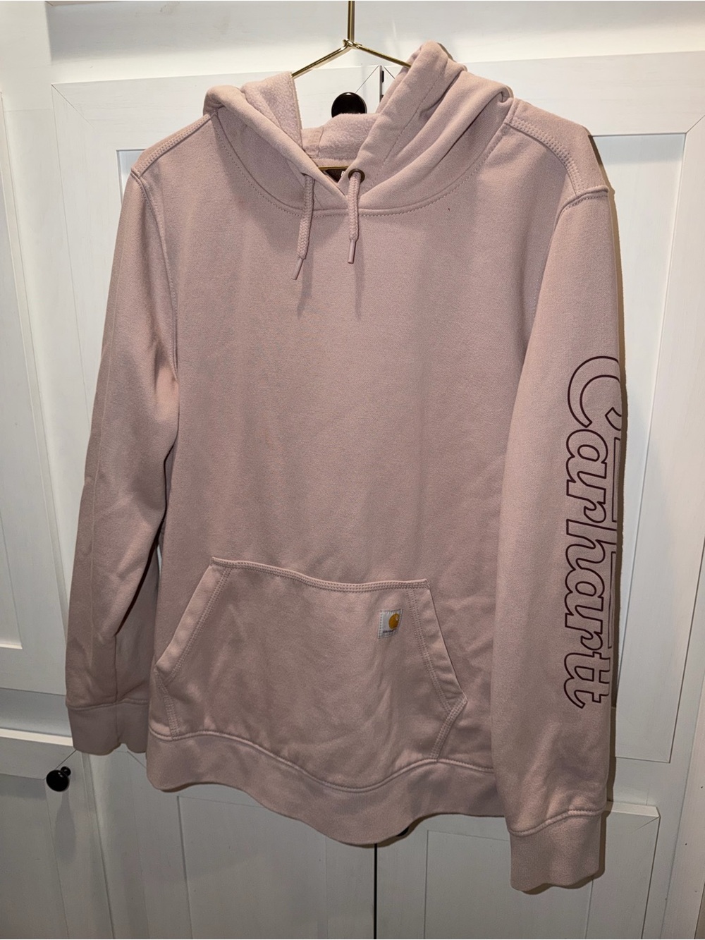 Carhartt Men’s Dusty Pink Crewneck Hoodie with Sleeve Logo